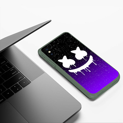 Чехол iPhone XS Max матовый MARSHMELLO / 3D-Темно-зеленый – фото 3