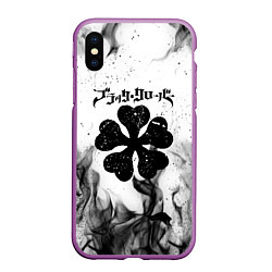 Чехол iPhone XS Max матовый ЧЁРНЫЙ КЛЕВЕР, цвет: 3D-фиолетовый
