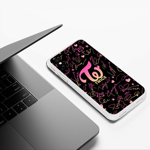 Чехол iPhone XS Max матовый TWICE АВТОГРАФЫ / 3D-Белый – фото 3