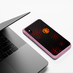 Чехол iPhone XS Max матовый Манчестер юнайтед: FCMU, цвет: 3D-розовый — фото 2
