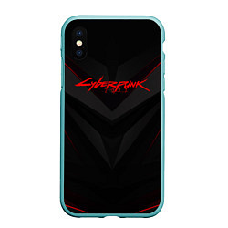 Чехол iPhone XS Max матовый CYBERPUNK 2077, цвет: 3D-мятный