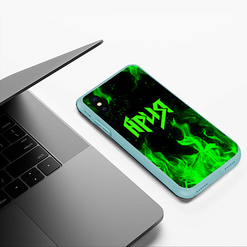 Чехол iPhone XS Max матовый АРИЯ / 3D-Мятный – фото 3
