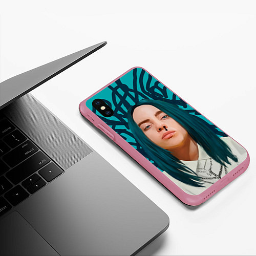 Чехол iPhone XS Max матовый Billie Eilish / 3D-Малиновый – фото 3