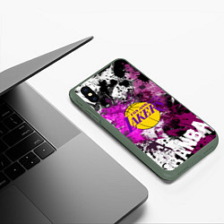 Чехол iPhone XS Max матовый Лос-Анджелес Лейкерс, Los Angeles Lakers, цвет: 3D-темно-зеленый — фото 2