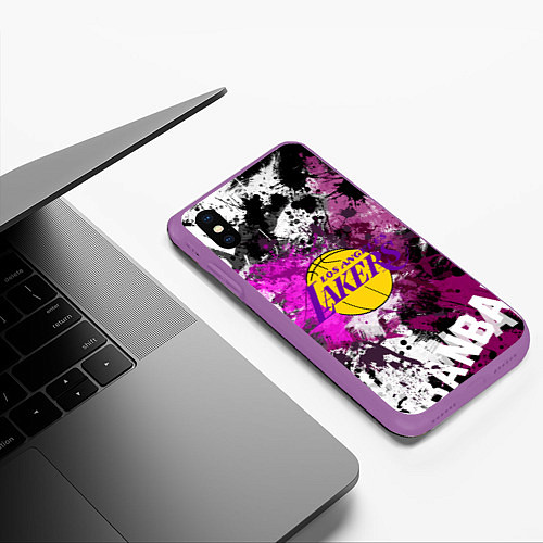 Чехол iPhone XS Max матовый Лос-Анджелес Лейкерс, Los Angeles Lakers / 3D-Фиолетовый – фото 3