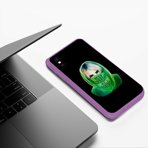 Чехол iPhone XS Max матовый Billie Eilish: Green Acid / 3D-Фиолетовый – фото 3