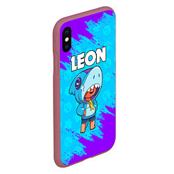 Чехол iPhone XS Max матовый BRAWL STARS LEON SHARK, цвет: 3D-малиновый — фото 2