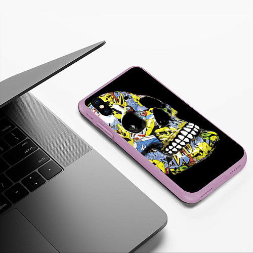 Чехол iPhone XS Max матовый Graffiti - Skull / 3D-Сиреневый – фото 3