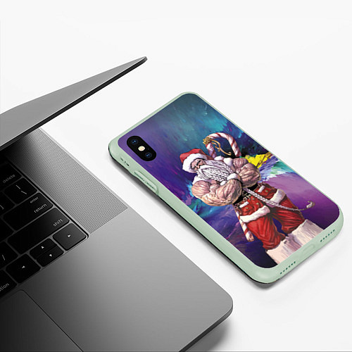 Чехол iPhone XS Max матовый Крутой дед мороз / 3D-Салатовый – фото 3