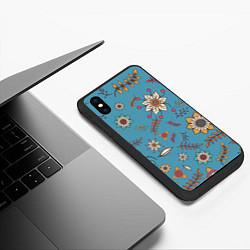 Чехол iPhone XS Max матовый Цветочный рай узор, цвет: 3D-черный — фото 2