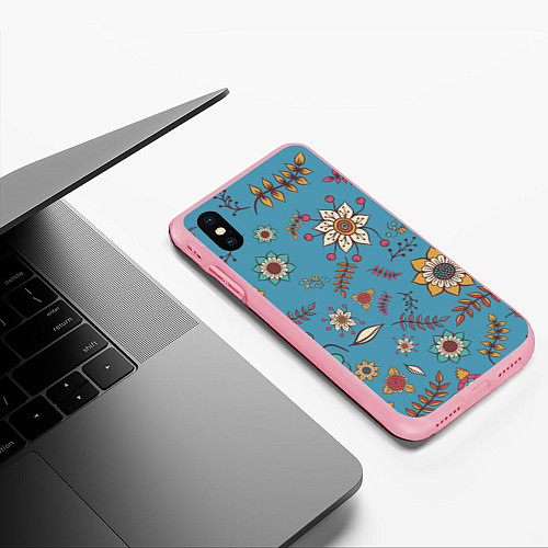 Чехол iPhone XS Max матовый Цветочный рай узор / 3D-Баблгам – фото 3