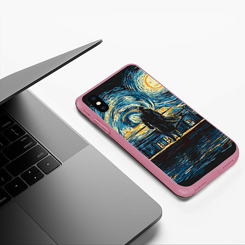 Чехол iPhone XS Max матовый Sherlock / 3D-Малиновый – фото 3