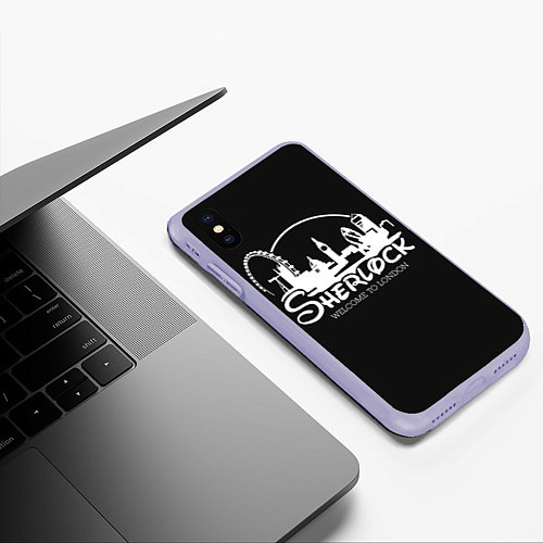 Чехол iPhone XS Max матовый Sherlock / 3D-Светло-сиреневый – фото 3