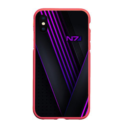 Чехол iPhone XS Max матовый Mass Effect N7, цвет: 3D-красный