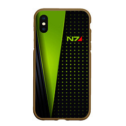 Чехол iPhone XS Max матовый Mass Effect N7, цвет: 3D-коричневый