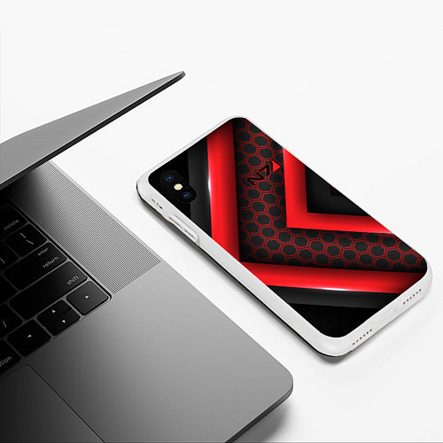 Чехол iPhone XS Max матовый Mass Effect N7 / 3D-Белый – фото 3