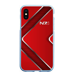 Чехол iPhone XS Max матовый Mass Effect N7, цвет: 3D-голубой