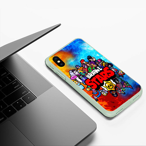 Чехол iPhone XS Max матовый BrawlStars All heroes / 3D-Салатовый – фото 3