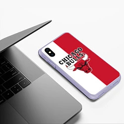 Чехол iPhone XS Max матовый CHICAGO BULLS, цвет: 3D-светло-сиреневый — фото 2