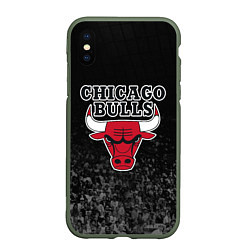 Чехол iPhone XS Max матовый CHICAGO BULLS, цвет: 3D-темно-зеленый