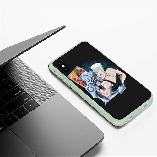 Чехол iPhone XS Max матовый Приключения ДжоДжо / 3D-Салатовый – фото 3