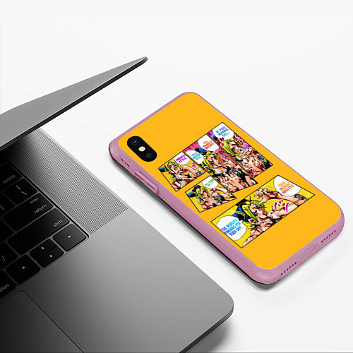 Чехол iPhone XS Max матовый Приключения ДжоДжо / 3D-Розовый – фото 3