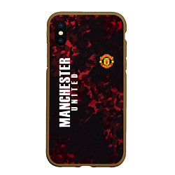 Чехол iPhone XS Max матовый Manchester United, цвет: 3D-коричневый