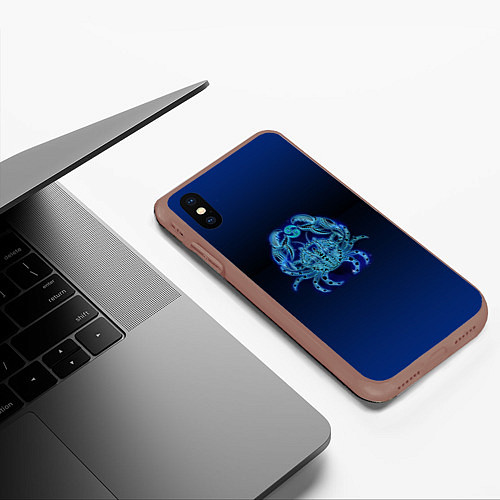 Чехол iPhone XS Max матовый Знаки Зодиака Рак / 3D-Коричневый – фото 3