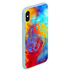 Чехол iPhone XS Max матовый Битва огней x Драконы, цвет: 3D-голубой — фото 2