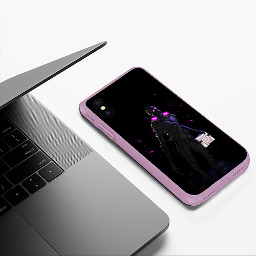 Чехол iPhone XS Max матовый MINECRAFT / 3D-Сиреневый – фото 3