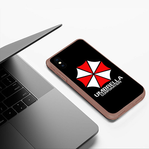 Чехол iPhone XS Max матовый UMBRELLA CORP / 3D-Коричневый – фото 3