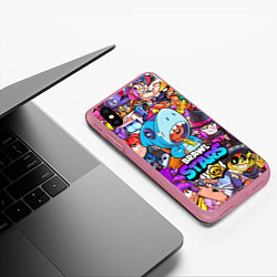 Чехол iPhone XS Max матовый BRAWL STARS LEON SHARK, цвет: 3D-малиновый — фото 2