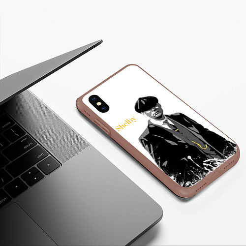 Чехол iPhone XS Max матовый Томас Шелби / 3D-Коричневый – фото 3