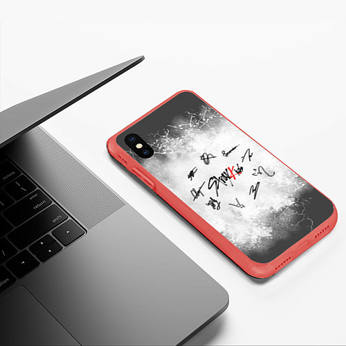 Чехол iPhone XS Max матовый STRAY KIDS / 3D-Красный – фото 3