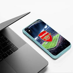 Чехол iPhone XS Max матовый FC Arsenal, цвет: 3D-мятный — фото 2