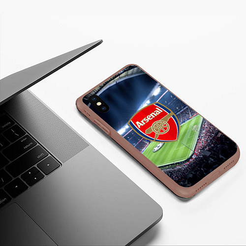 Чехол iPhone XS Max матовый FC Arsenal / 3D-Коричневый – фото 3