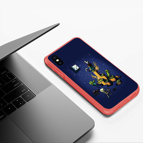 Чехол iPhone XS Max матовый MINECRAFT / 3D-Красный – фото 3