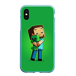 Чехол iPhone XS Max матовый MINECRAFT, цвет: 3D-мятный