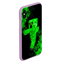 Чехол iPhone XS Max матовый MINECRAFT, цвет: 3D-сиреневый — фото 2