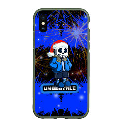 Чехол iPhone XS Max матовый НОВОГОДНИЙ UNDERTALE, цвет: 3D-темно-зеленый