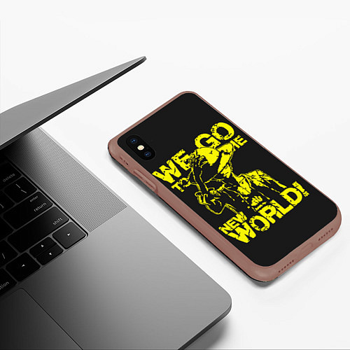 Чехол iPhone XS Max матовый One Piece We Go World / 3D-Коричневый – фото 3