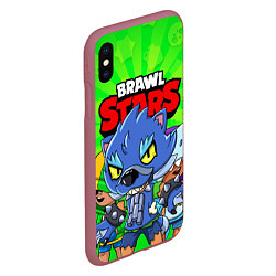 Чехол iPhone XS Max матовый BRAWL STARS LEON, цвет: 3D-малиновый — фото 2