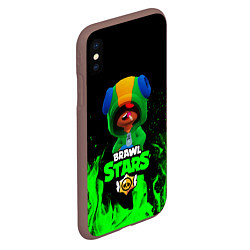 Чехол iPhone XS Max матовый Brawl Stars LEON, цвет: 3D-коричневый — фото 2