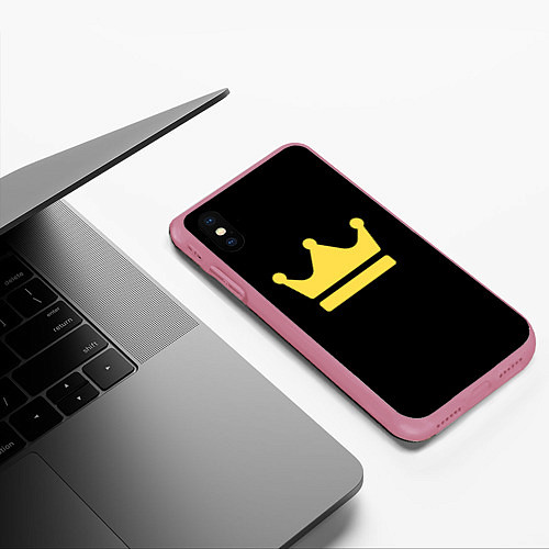 Чехол iPhone XS Max матовый Корона золотая / 3D-Малиновый – фото 3