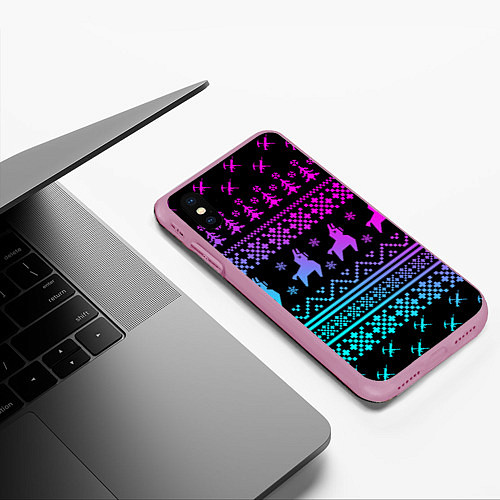 Чехол iPhone XS Max матовый FORTNITE НОВОГОДНИЙ / 3D-Розовый – фото 3