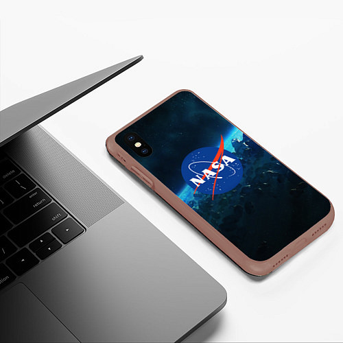 Чехол iPhone XS Max матовый NASA / 3D-Коричневый – фото 3