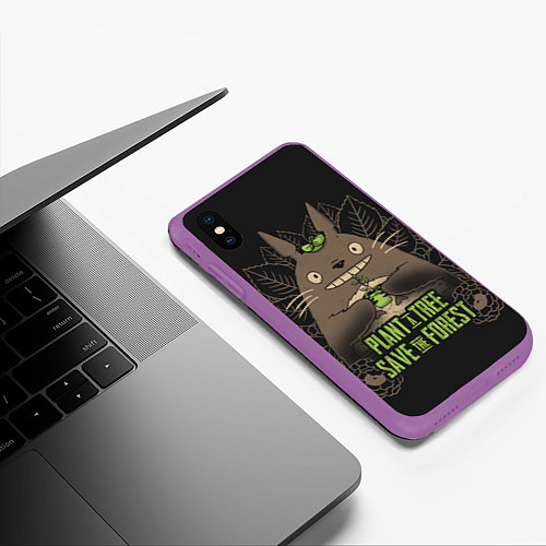 Чехол iPhone XS Max матовый Plant a tree Save the forest / 3D-Фиолетовый – фото 3