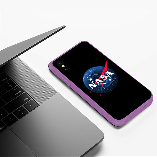 Чехол iPhone XS Max матовый NASA Black Hole / 3D-Фиолетовый – фото 3