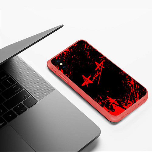 Чехол iPhone XS Max матовый АлисА / 3D-Красный – фото 3