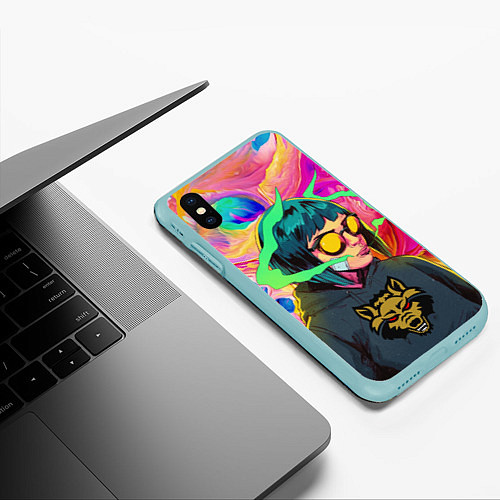 Чехол iPhone XS Max матовый Девушка На Стиле / 3D-Мятный – фото 3